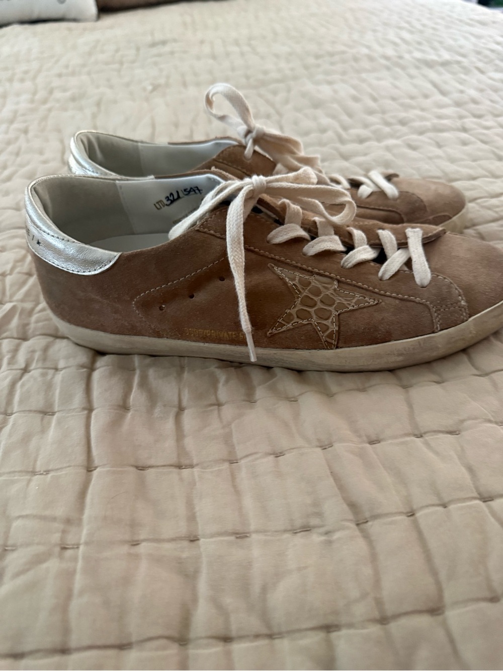 Golden Goose Women’s Suede Lace-Up Sneakers in Taupe - Picture 3 of 4